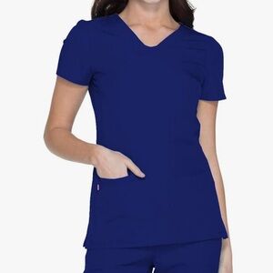 Galaxy Blue HeartSoul Break On Through Women Scrubs Top Shaped V-Neck